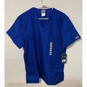 NWT Cherokee Medical Scrubs RN Nurse Unisex V Neck Top 4876 Royal Blue Sz Small